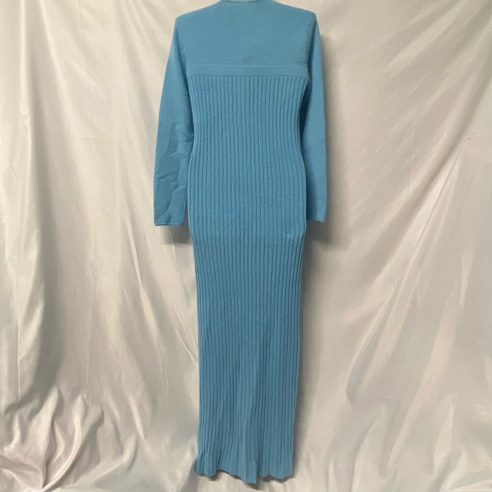 St. John Knits Sweater Dress Long Gold Button Front Split Sexy Size M? 70's - Picture 8 of 12